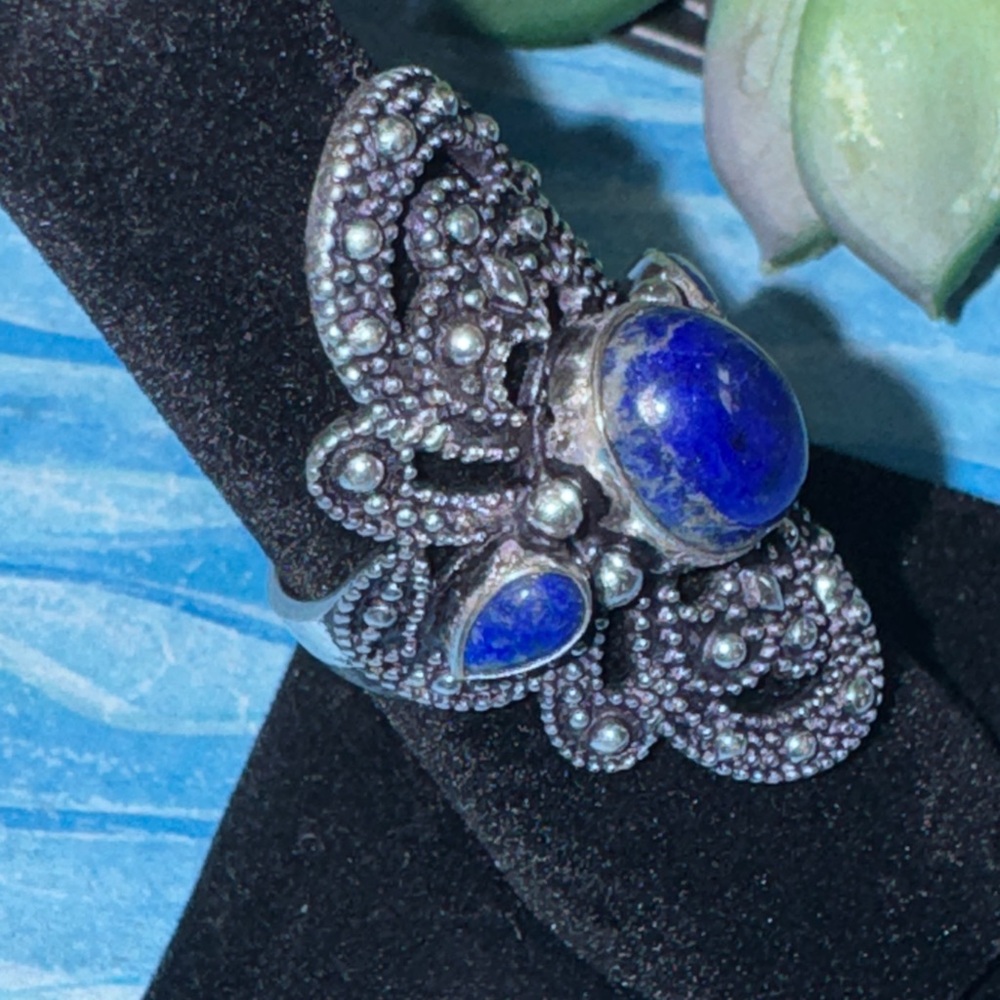 Silver Lapis Lazuli Silver Ring - image 2